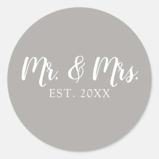 Mr en Mrs Script Vast Wedding Ronde Sticker (Voorkant)
