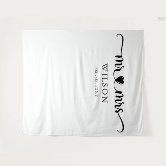 Mr en Mrs Script Wedding Photo Prop Backdrop Wandkleed (Voorkant (horizontaal))