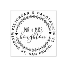 Mr en Mrs Script Wedding Wreath Retouradres