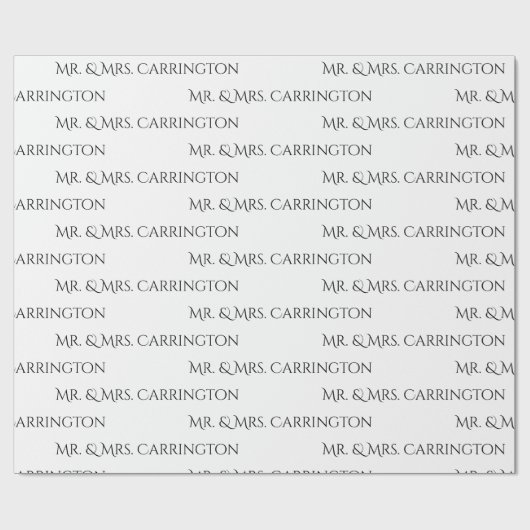 Mr en Mrs Script White Black Wedding Cadeaupapier (Vlak)