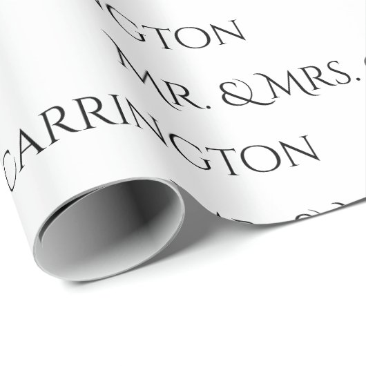 Mr en Mrs Script White Black Wedding Cadeaupapier (Rol Hoek)