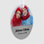 Mr. en Mrs Silver Damask Wedding Foto Kerstmis Ornament (voorkant)