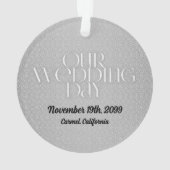 Mr. en Mrs Silver Damask Wedding Foto Kerstmis Ornament (achterkant)