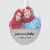 Mr. en Mrs Silver Damask Wedding Foto Kerstmis Ornament (voorkant)