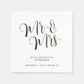 Mr. en Mrs. simpel script elegant bruiloft Servet (Voorkant)