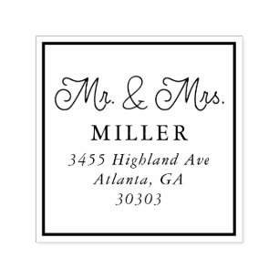 Mr en Mrs Simpel Script Retouradres Zelfinktende Stempel