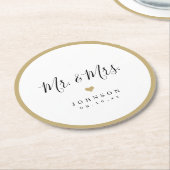 Mr. en Mrs. Simple elegant script bruiloft Ronde Kartonnen Onderzetter (Gebogen)