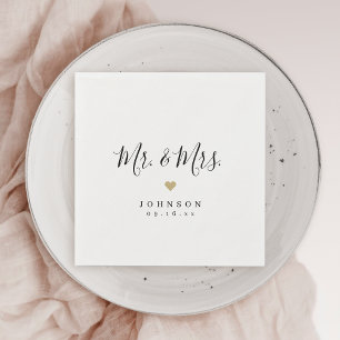 Mr. en Mrs. Simple elegant script bruiloft Servet
