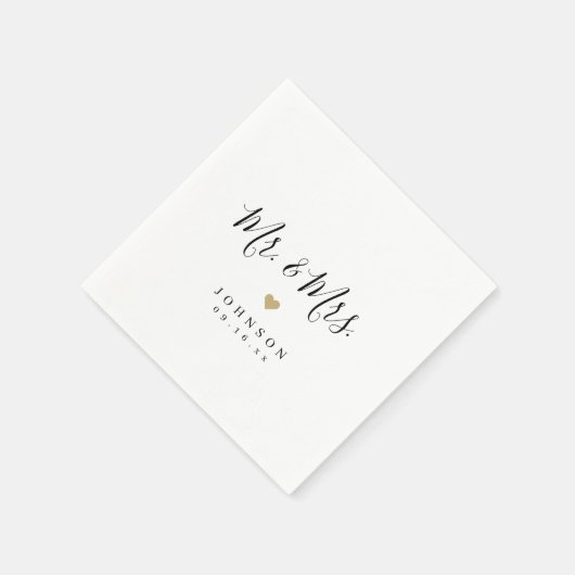 Mr. en Mrs. Simple elegant script bruiloft Servet (Hoek)