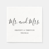 Mr en Mrs Simple Elegant Script Wedding Servet (Voorkant)