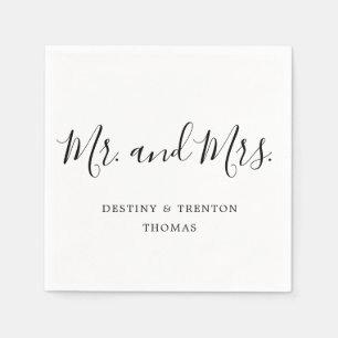 Mr en Mrs Simple Elegant Script Wedding Servet