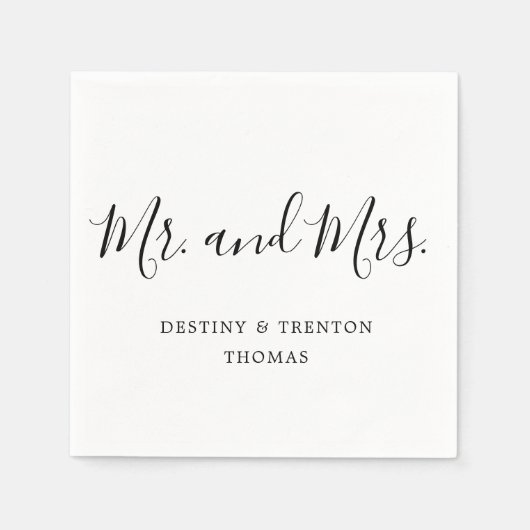 Mr en Mrs Simple Elegant Script Wedding Servet (Voorkant)