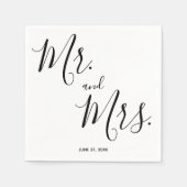Mr en Mrs Simple Script Wedding Napkins Servet (Voorkant)