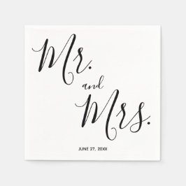 Mr en Mrs Simple Script Wedding Napkins Servet