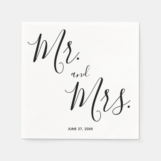 Mr en Mrs Simple Script Wedding Napkins Servet (Voorkant)