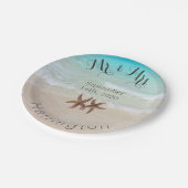 Mr en Mrs Starfish Beach Trouwpapier Borden Papieren Bordje (Gekanteld)