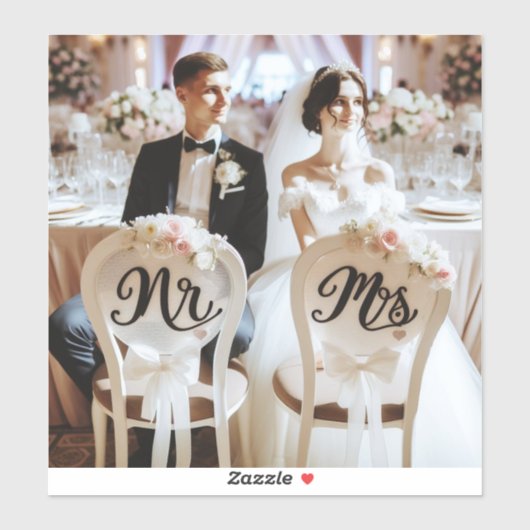 Mr en Mrs stoel stickers om de bruid te versieren (Vel)
