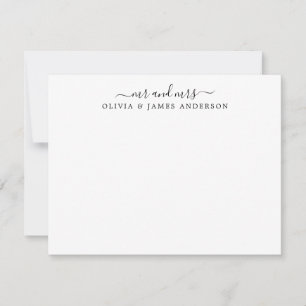 Mr en Mrs Stylish Script Calligraphy Passen getrou Notitiekaartje