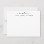 Mr en Mrs Stylish Script Calligraphy Passen getrou Notitiekaartje (Voorkant)
