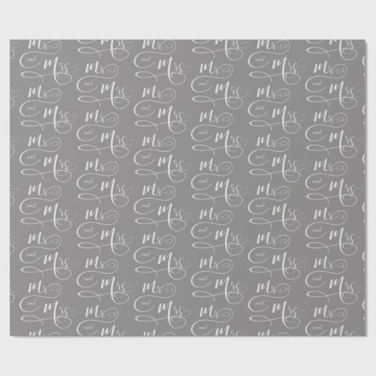 Mr. en Mrs. text trouwscript Cadeaupapier (Vlak)