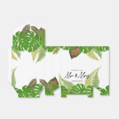 Mr. en Mrs Tropical Leaves Script Wedding Bedankdoosjes (Uitgevouwen)