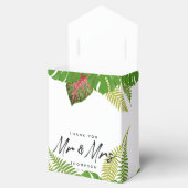 Mr. en Mrs Tropical Leaves Script Wedding Bedankdoosjes (Geopend)