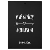 Mr. en Mrs. trouwklembord met hartpijl Klembord (Achterkant)