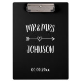 Mr. en Mrs. trouwklembord met hartpijl Klembord (Voorkant)