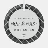 Mr en Mrs Tweede Kerstmis Samen Elegant Glas Ornament (Voorkant)