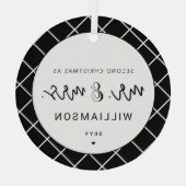 Mr en Mrs Tweede Kerstmis Samen Elegant Glas Ornament (Achterkant)