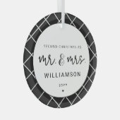 Mr en Mrs Tweede Kerstmis Samen Elegant Glas Ornament (Voorkant Rechts)