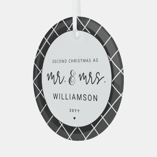 Mr en Mrs Tweede Kerstmis Samen Elegant Glas Ornament (Voorkant links)