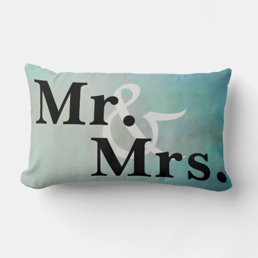 Mr. en Mrs. typografie kussen blauwgroen blauw omb (Voorkant)