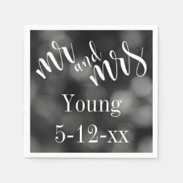 "Mr en Mrs" Typografie met Bokeh-foto, Trouwen Servetten
