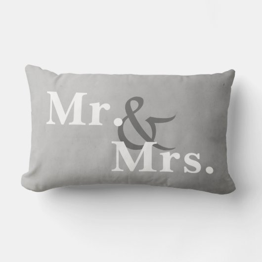 Mr. en Mrs. typografie pillow grijs en white Kussen (Voorkant)