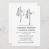 Mr. en Mrs Typografie Script Natural Handwriting I Kaart (Voorkant / Achterkant)