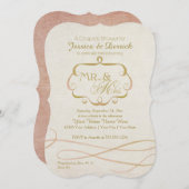 Mr en Mrs Typography Flourish Scroll Waterverf Kaart (Voorkant / Achterkant)