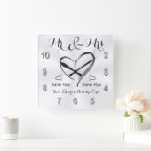 Mr en Mrs Verloving Gifts, Custom Wedding Clock Vierkante Klok (Huis)