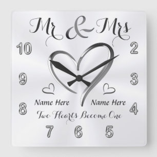 Mr en Mrs Verloving Gifts, Custom Wedding Clock Vierkante Klok