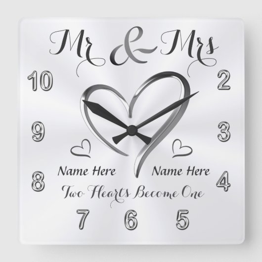 Mr en Mrs Verloving Gifts, Custom Wedding Clock Vierkante Klok (Voorkant)
