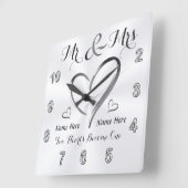Mr en Mrs Verloving Gifts, Custom Wedding Clock Vierkante Klok (Hoek)