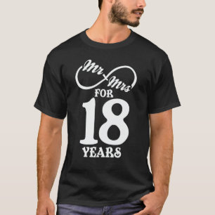Mr. en Mrs. voor 18 jaar 1ste bruiloft Jubileum T-shirt