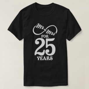Mr. en Mrs. voor 25 jaar 1ste bruiloft Jubileum T-shirt