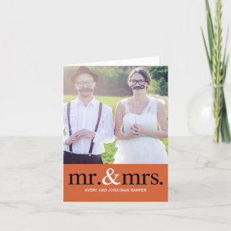 MR EN MRS. Weddenschap Bedankt voor je fotokaart