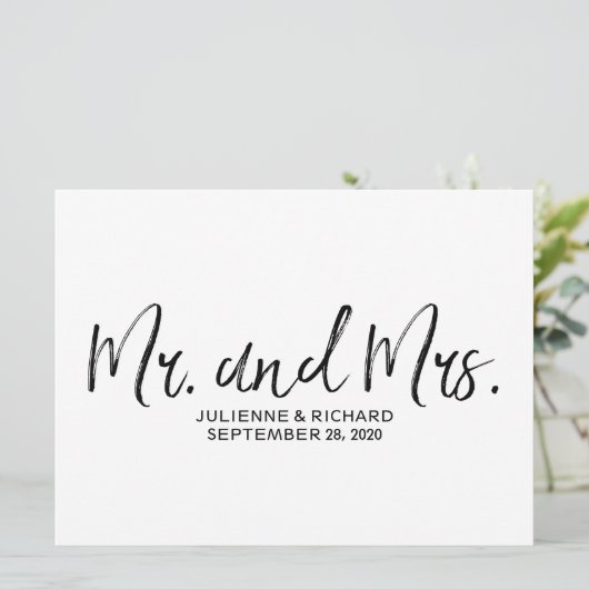 "Mr en Mrs." Weddenschap | Stijlvol papier (Staand voorkant)