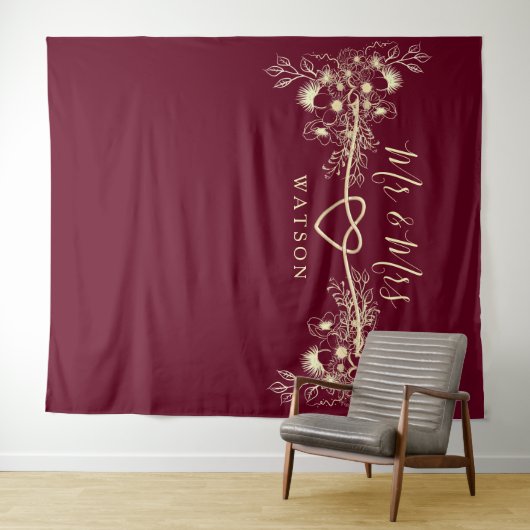 Mr en Mrs Wedding Achtergrond Wandkleed (In Situ (horizontaal))