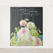 Mr en Mrs Wedding Backdrop Floral Banner Wandkleed (Voorkant)