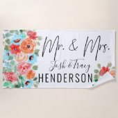 Mr. en Mrs., Wedding Bride en Groom Personalized Strandlaken (Voorkant)