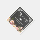 Mr. en Mrs Wedding  Chalkboard Flowers Servet (Hoek)