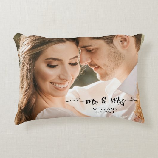 Mr en Mrs Wedding Couple Pillow Accent Kussen (Voorkant)
